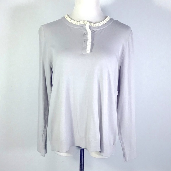 Talbots Ruffled Henley sweater - Picture 1 of 4